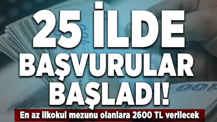 25 ilde başvurular başladı! En az ilkokul mezunu olanlara 2600 TL verilecek