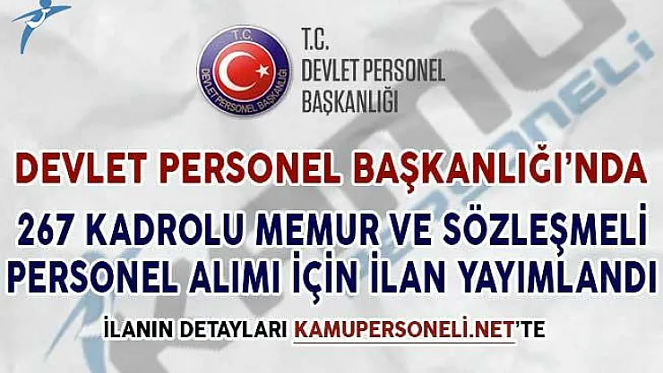 267 Kadrolu Memur ve Sözleşmeli Personel Alımı İçin DPB'de İlan Yayımlandı