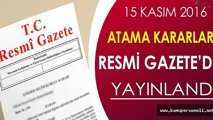 3 Bakanlığı Ait Atama Kararları Resmi Gazete'de Yayınlandı