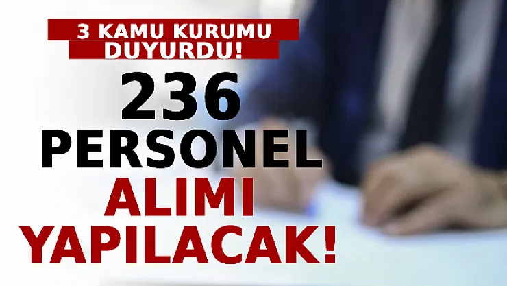 3 Kamu Kurumu Duyurdu! 236 Personel Alımı Yapacak!