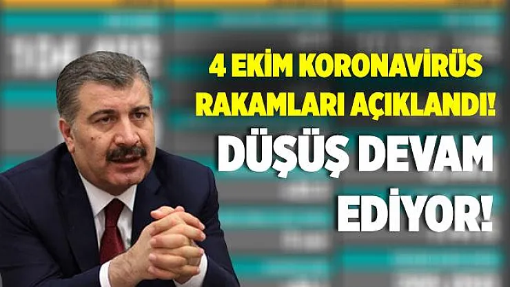 4 Ekim koronavirüs tablosu az önce açıklandı! Sayılar düne göre düştü! 4 Ekim koronavirüs tablosu!