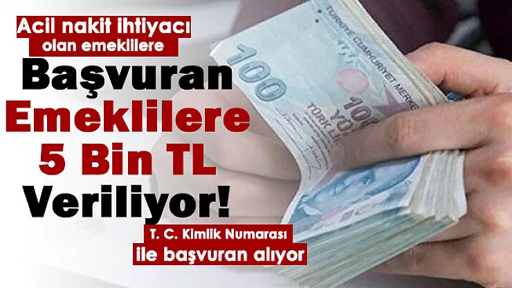 Acil nakit ihtiyacı olan emeklilere 5 bin TL veriliyor! T. C. Kimlik Numarası ile başvuran herkes alıyor