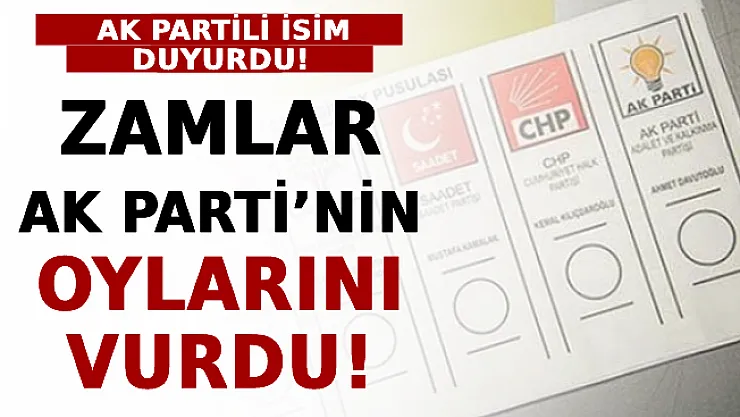 AK Partili İsim Duyurdu! Zamlar AK Parti'nin Oylarını Vurdu!