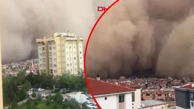 Ankara Polatlı'da oluşan kum fırtınası görenleri hayretlere düşürdü!