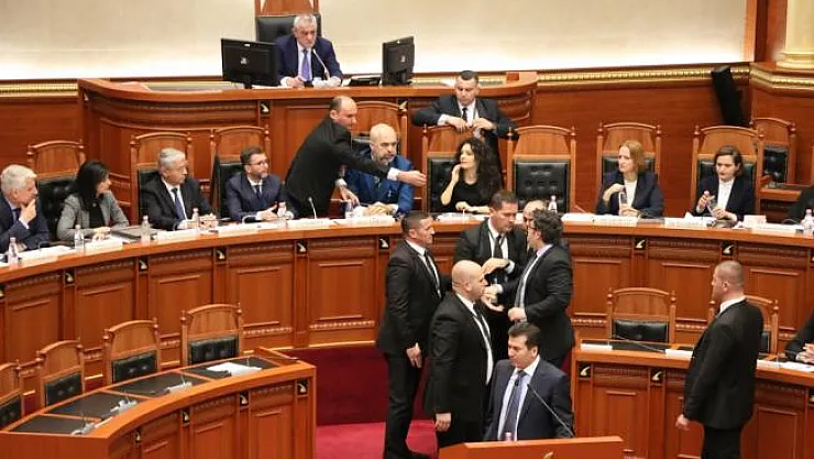 Arnavutluk Meclisinde Başbakan Rama'ya boyalı protesto