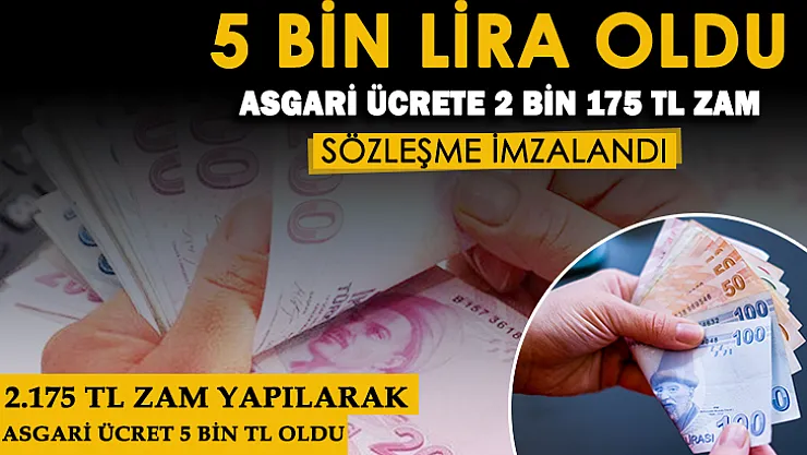 Asgari ücret Aralık ayından önce açıklandı! Asgari ücrete 2 bin 175 lira zam yapıldı ve 5 bin lira oldu: Anlaşmaya varıldı ve imzalar atıldı