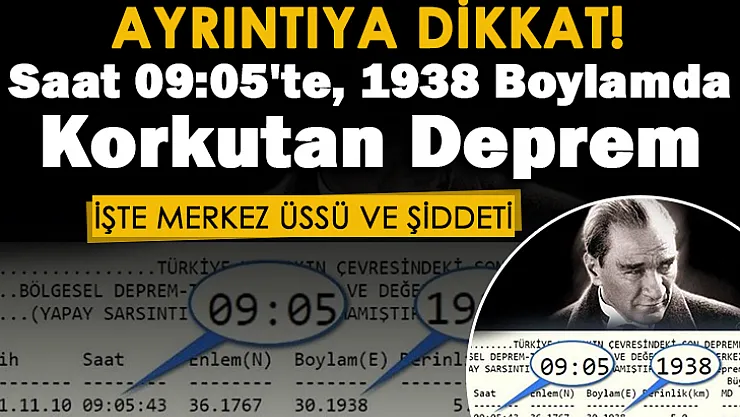 AYRINTIYA DİKKAT: Saat 09:05'te, 1938 boylamda korkutan deprem oldu! İşte merkez üssü ve şiddeti