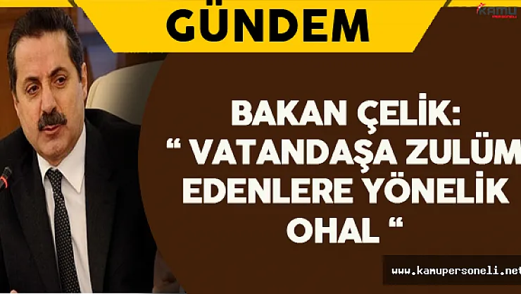 Bakan Çelik: " Vatandaşa Zulüm Edenlere Yönelik OHAL "