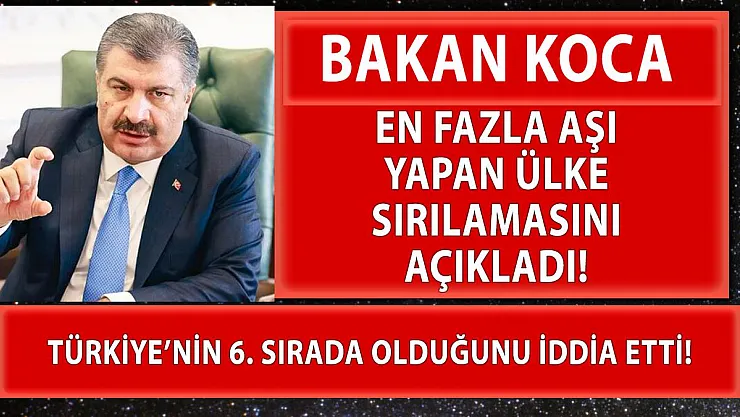 Bakan Koca en fazla korona aşısı yapan ülke sırlamasını açıkladı!