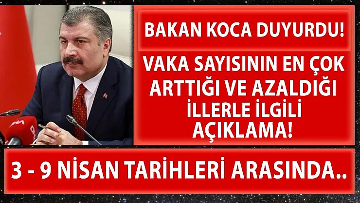 Bakan Koca'dan vaka sayısı en çok artan illerle ilgili açıklama!