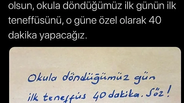 Bakan Selçuk'tan öğrencilere 40 dakika teneffüs sözü