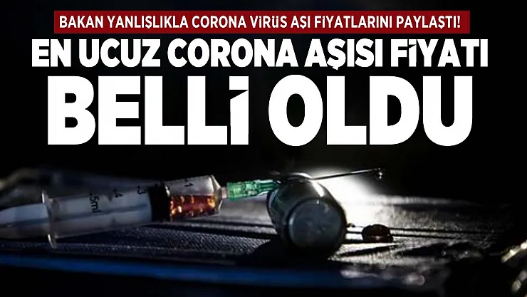 Bakan yanlışlıkla corona virüs aşı fiyatlarını paylaştı! En ucuz corona aşısı fiyatı belli oldu