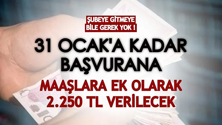Banka şubesine gitmeye bile gerek kalmadan ek ödeme alabilirsiniz! 31 Ocak'a kadar başvurana maaşına ek 2250 TL!