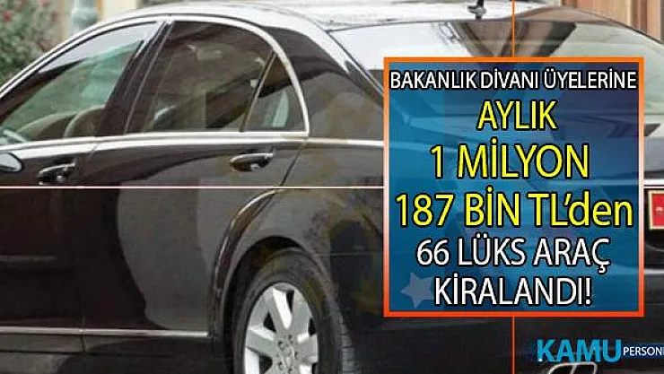 Başkanlık Divanı üyelerine kiralanan 66 adet makam aracı için aylık, 1 milyon 187 bin TL ödeme yapılacak.