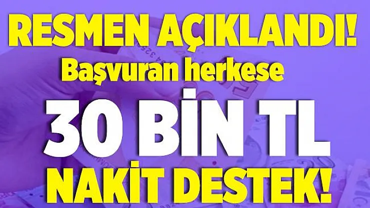 Başvuran herkese 30 bin TL'ye kadar nakit destek ödemesi!