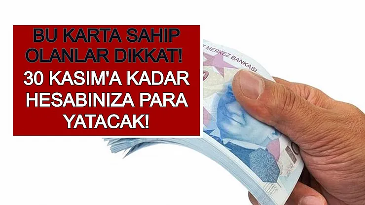 Bu Karta Sahip Olanlar Dikkat! 30 Kasım'a Kadar Hesabınıza Para Yatacak!