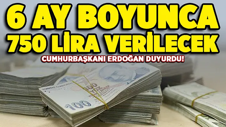 Cumhurbaşkanı Erdoğan müjdeyi duyurdu! 6 ay boyunca 750 lira verilecek