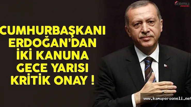 Cumhurbaşkanı Erdoğan'dan iki kanuna onay