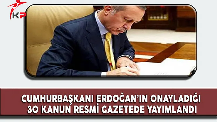 Cumhurbaşkanı Onayladı! 30 Kanun Yürürlüğe Girdi