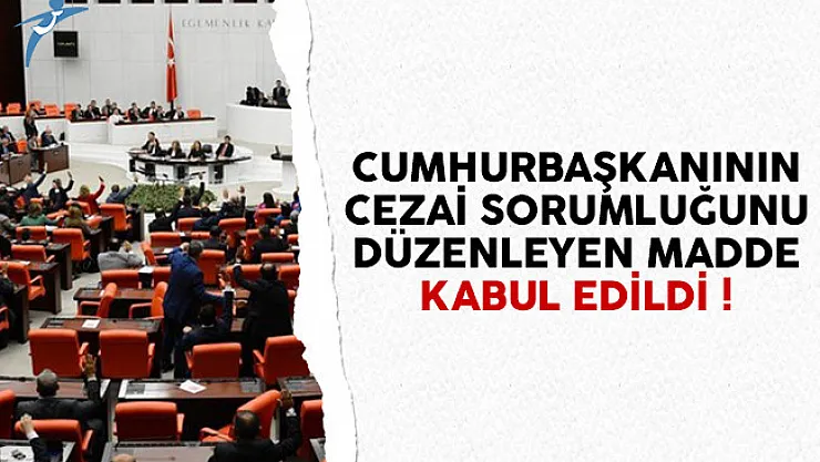 Cumhurbaşkanının cezai sorumluluğunu düzenleyen madde kabul edildi
