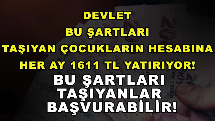 Devlet bu şartları taşıyan çocukların hesabına her ay 1611 TL yatırıyor! Bu şartları taşıyanlar başvurabilir!