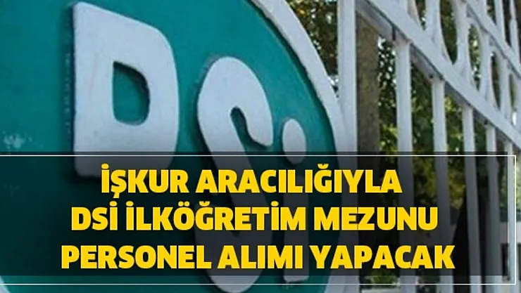 Devlet Su İşleri (DSİ) 18 yaşını tamamlamış kamu işçisi alıyor! İlkokul, orta okul ve lise mezunları dikkat