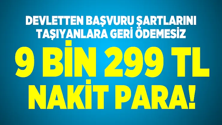 Devletten başvuru şartlarını taşıyanlara geri ödemesiz 9 bin 299 TL veriliyor!