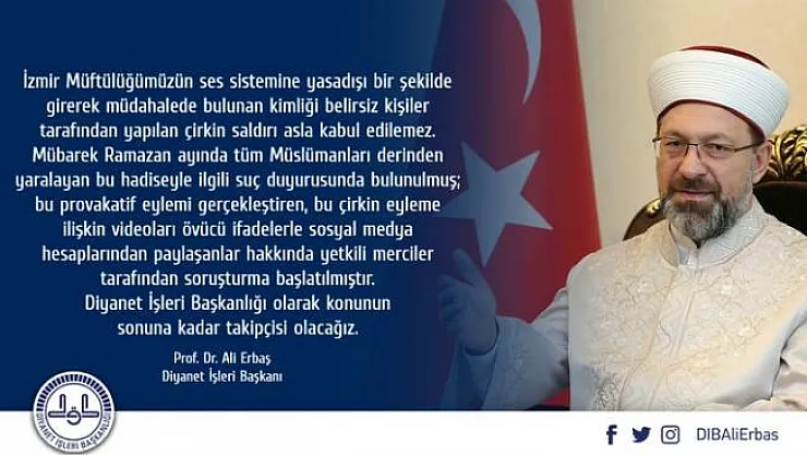Diyanet İşleri Başkanı Erbaş cami hoparlörlerinden 'Çav Bella' çalınmasıyla ilgili açıklamalarda bulundu!