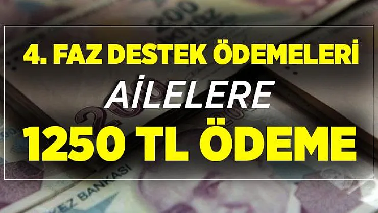 Dördüncü faz destek ödemeleri! Başvuran ailelere 1.250 TL destek ödemesi!