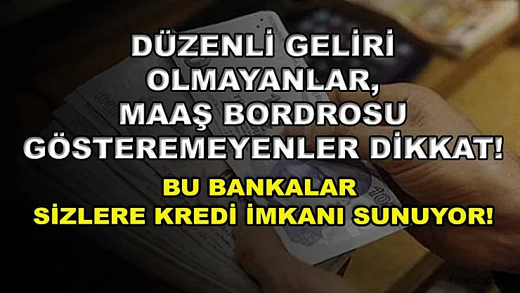 Düzenli geliri olmayanlar, maaş bordrosu gösteremeyenler dikkat! Bu bankalar sizlere kredi imkanı sunuyor!