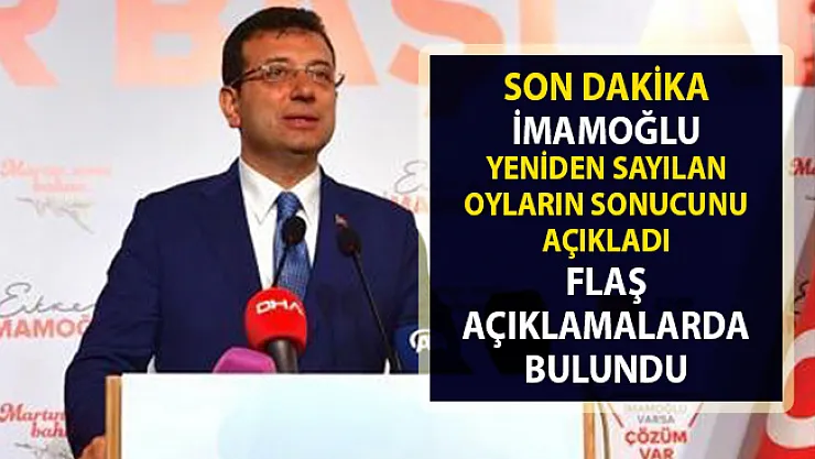Ekrem İmamoğlu Son dakika olarak açıkladı! İstanbul Büyükşehir yerel seçim sonuçları!