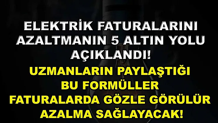 Elektrik faturalarını azaltmanın 5 altın yolu açıklandı! Uzmanların paylaştığı bu formüller faturalarda gözle görülür azalma sağlayacak!