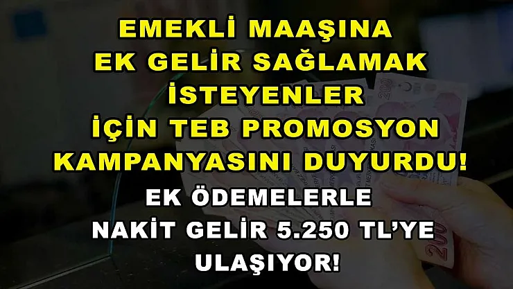 Emekli maaşına ek gelir sağlamak isteyenler için TEB promosyon kampanyasını duyurdu! Ek ödemelerle nakit gelir 5.250 TL'ye ulaşıyor!