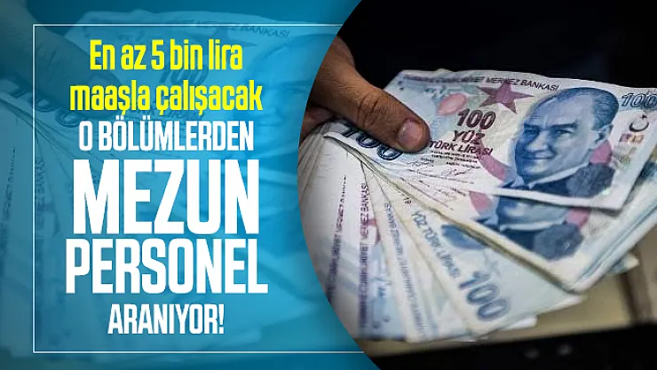 En az 5 bin lira maaşla çalışacak o bölümlerden mezun personel aranıyor!