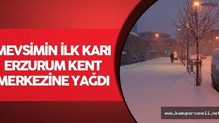 Erzurum Kent Merkezine Mevsimin İlk Karı Yağdı