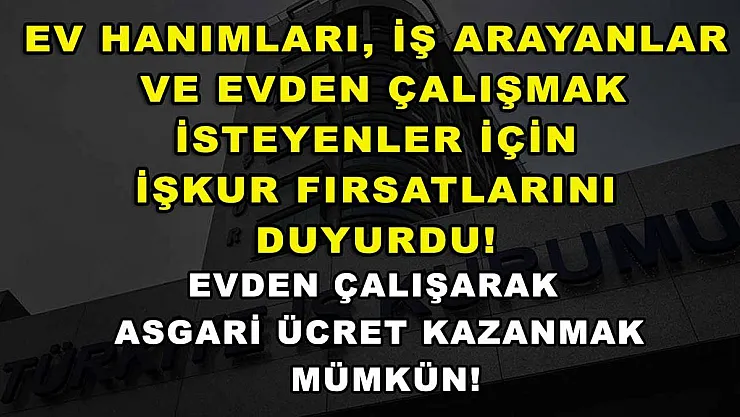 Ev hanımları, iş arayanlar ve evden çalışmak isteyenler için İŞKUR fırsatlarını duyurdu! Evden çalışarak asgari ücret kazanmak mümkün!