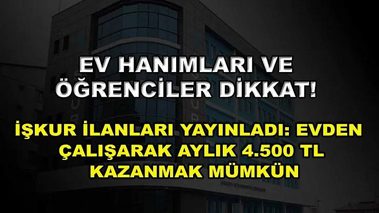 Ev hanımları ve öğrenciler dikkat! İŞKUR ilanları yayınladı: Evden çalışarak aylık 4.500 TL kazanmak mümkün