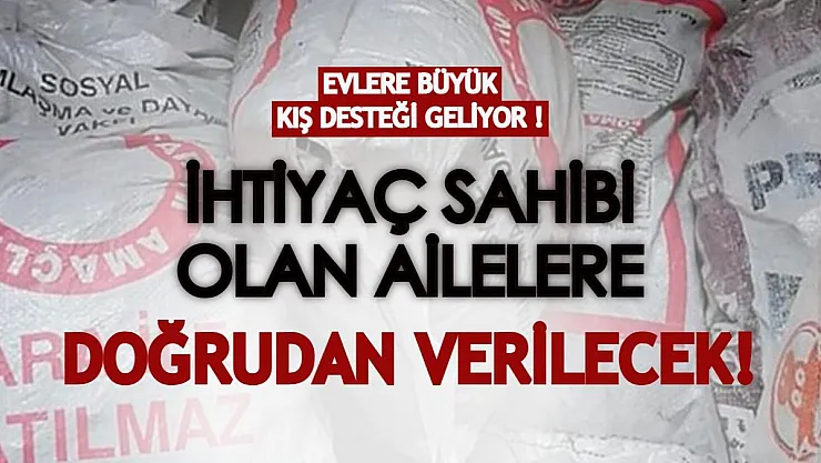 Evlere büyük kış desteği yapılacak! İhtiyaç sahibi kişilere doğrudan verilecek!