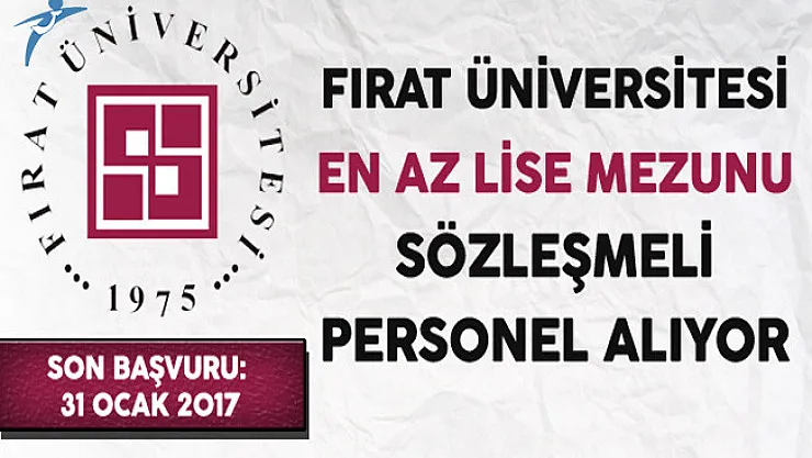 Fırat Üniversitesi En Az Lise Mezunu Sözleşmeli Personel Alıyor
