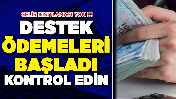 Gelir Kısıtlaması Yok ! Destek Ödemeleri Başladı