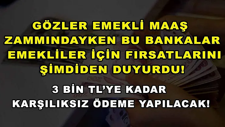 Gözler emekli maaş zammındayken bu bankalar emekliler için fırsatlarını şimdiden duyurdu! 3 bin TL'ye kadar karşılıksız ödeme yapılacak!