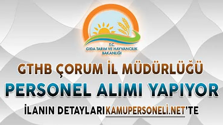 GTHB Çorum İl Müdürlüğü Personel Alımı Yapıyor