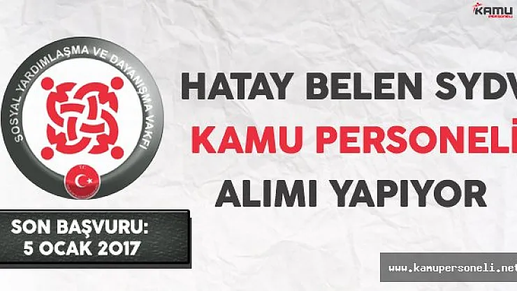 Hatay Belen SYDV Personel Alımı Yapıyor