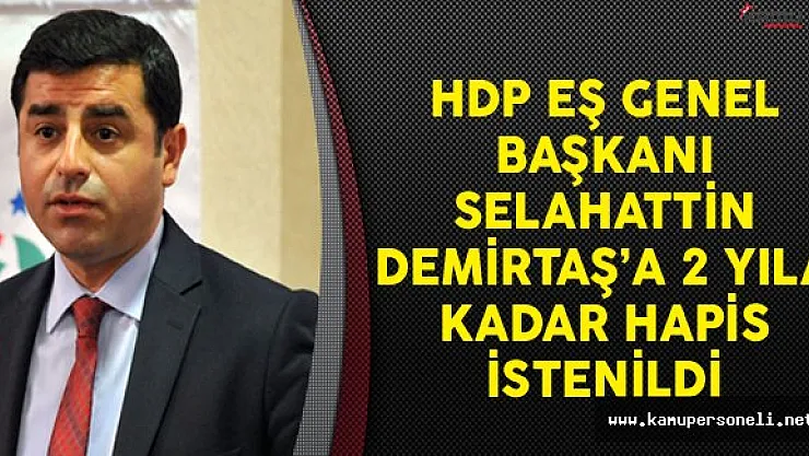 HDP Eş Genel Başkanı Selahattin Demirtaş'a 2 Yıla Kadar Hapis İstenildi