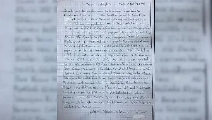 Hırsızlık hükümlüsü otobüsçü Yunustan polislere mektup