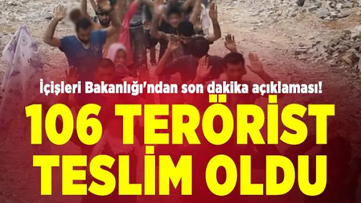İçişleri Bakanlığı'ndan son dakika açıklaması! 106 Terörist teslim oldu