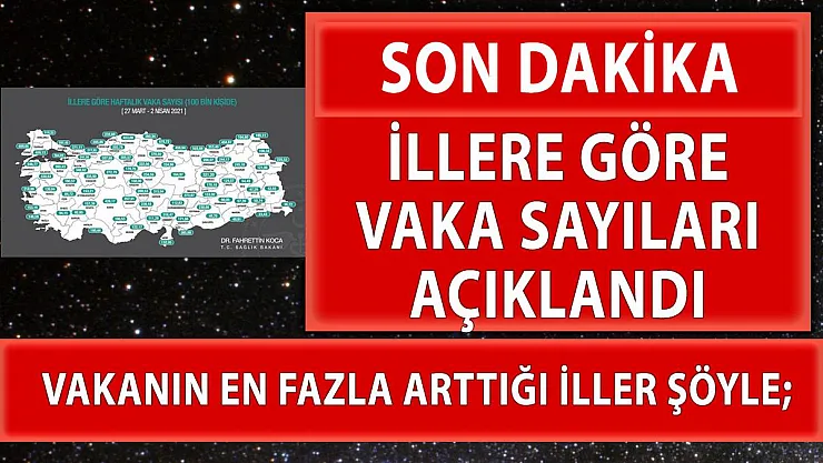İllere göre güncel (27 Mart- 2 Nisan) vaka haritası açıklandı!