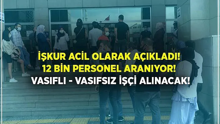 İŞKUR acil yayımladı! Vasıflı vasıfsız en az ilköğretim mezunu 12 bin eleman aranıyor! Başvuru şartları açıklandı!