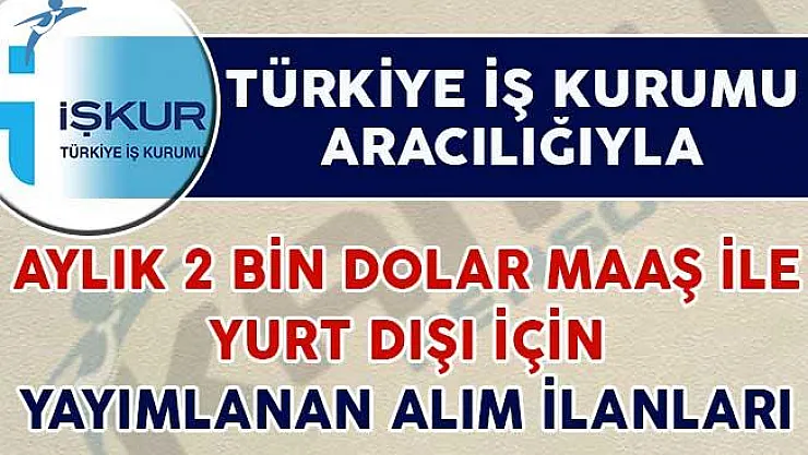 İŞKUR Aracılığıyla Aylık 2 Bin Dolar Maaşla Yurt Dışında İş Olanakları