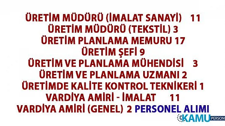 İŞKUR imalat sanayide üretim müdürü, üretim şefi, mühendisi ve üretim memuru alacak!